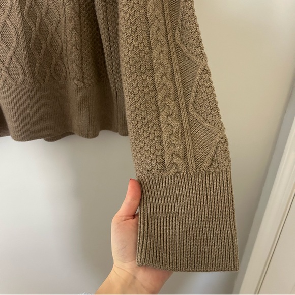 Quince Women’s Australian Merino Wool Cable Knit Sweater Malted Toffee Brown - Picture 3 of 6